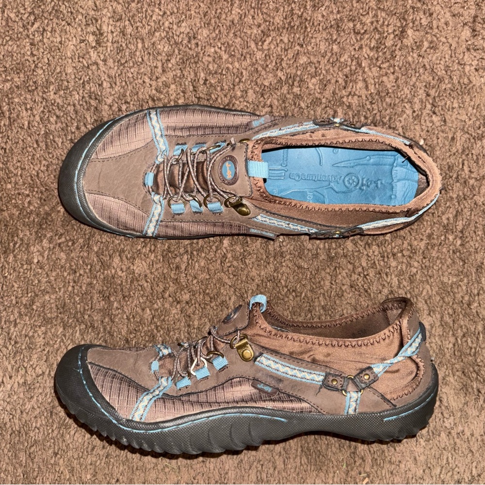 J-41 Brown and Light Blue Athletic Slip-On Shoes
